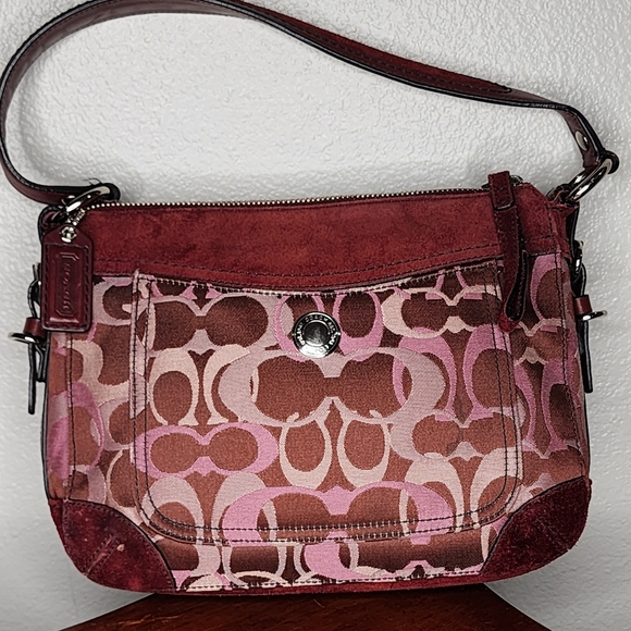 Coach Chelsea Optic Signature Logo Suede/Leather Trim Handbag - Picture 11 of 16